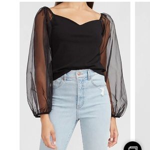 Organza puff sleeve top